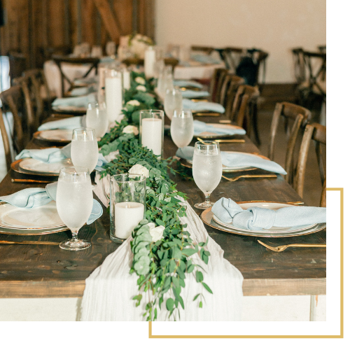 elegant greenery on wedding reception table